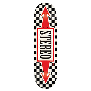 Stereo Arrow Checker Skateboard Deck - White/Black/Red - 8.0"
