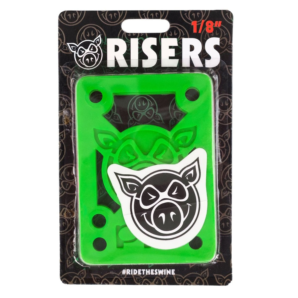 Pig 1/8" Hard Skateboard Risers - Green