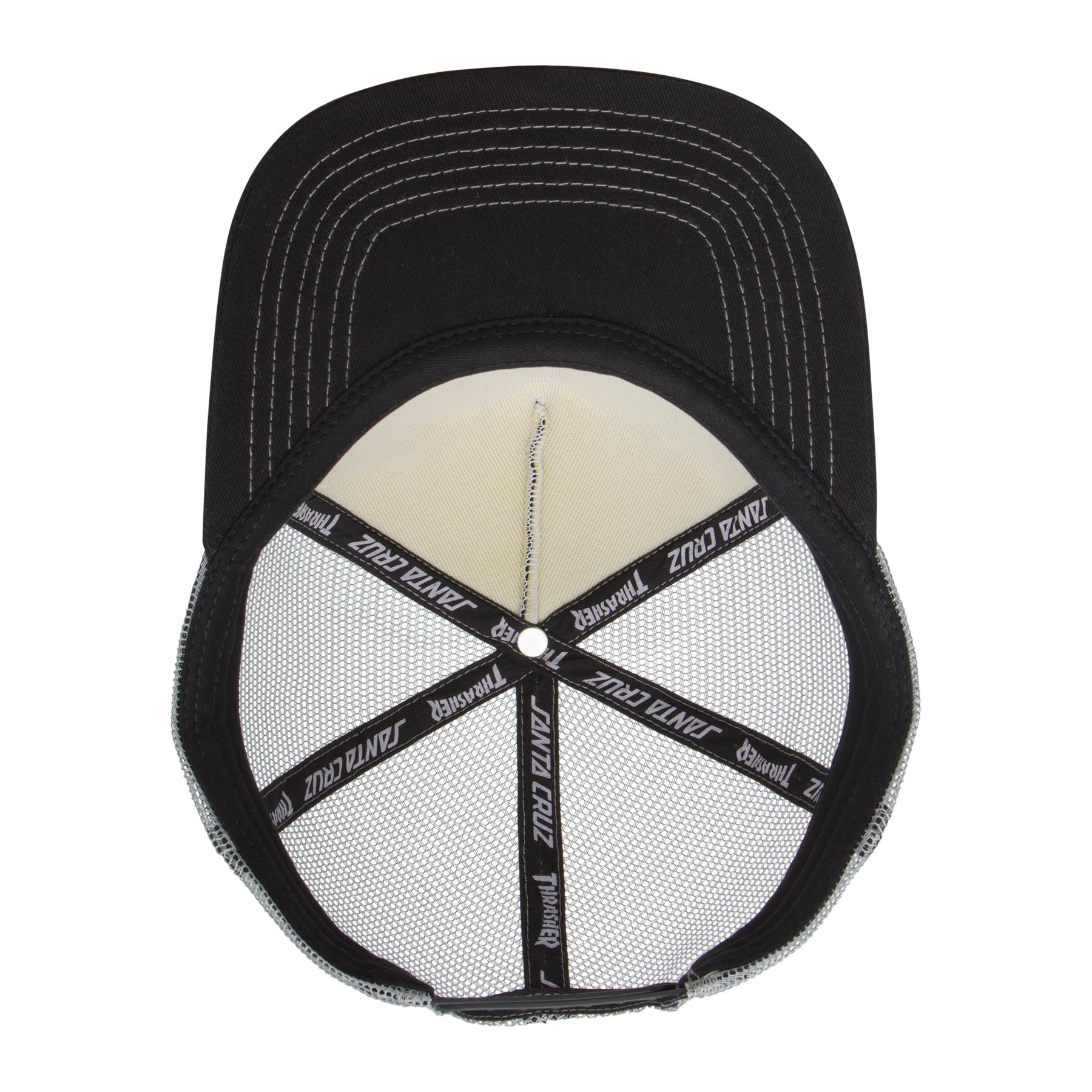 Santa Cruz x Thrasher Screaming Logo Mesh Trucker High Profile Hat Blk/Grey OS Unisex - Invisible Board Shop