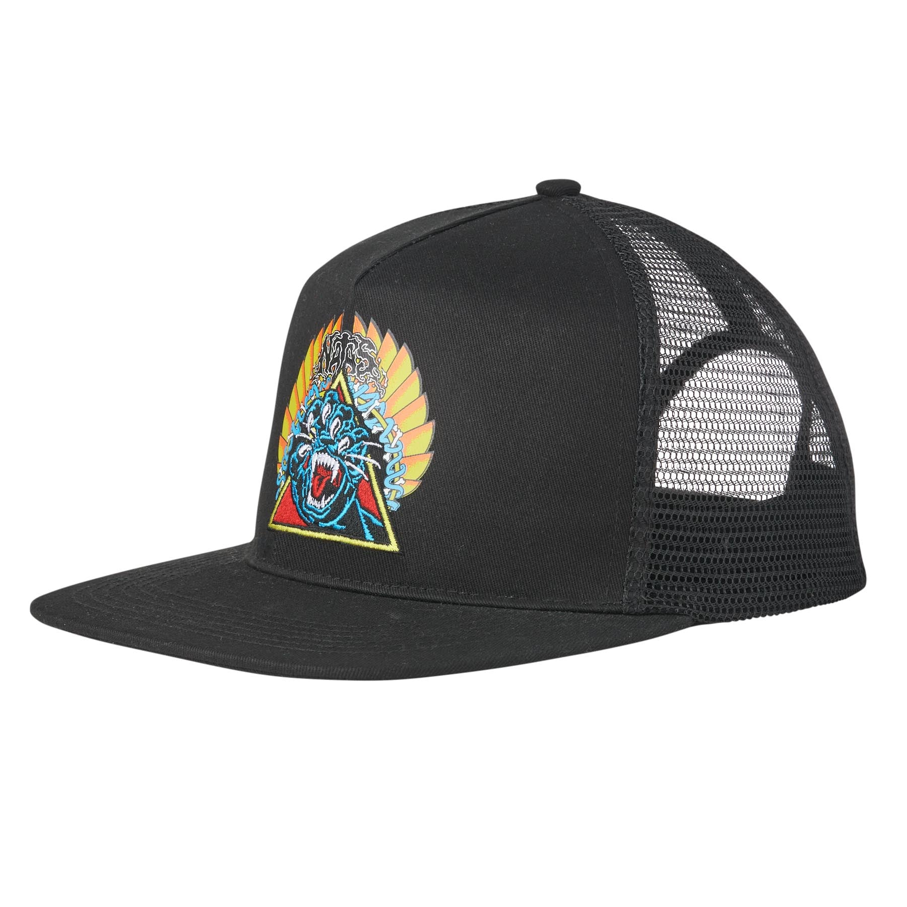 Santa Cruz Natas Screaming Panther Mesh Trucker High Profile Hat Black OS Unisex - Invisible Board Shop