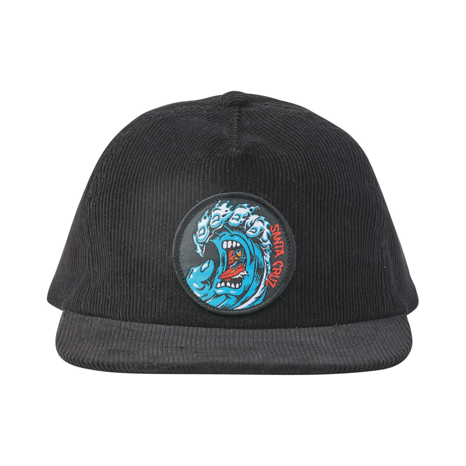 Santa Cruz Screaming Wave Strapback Unstructured Mid Hat Black OS Unisex - Invisible Board Shop