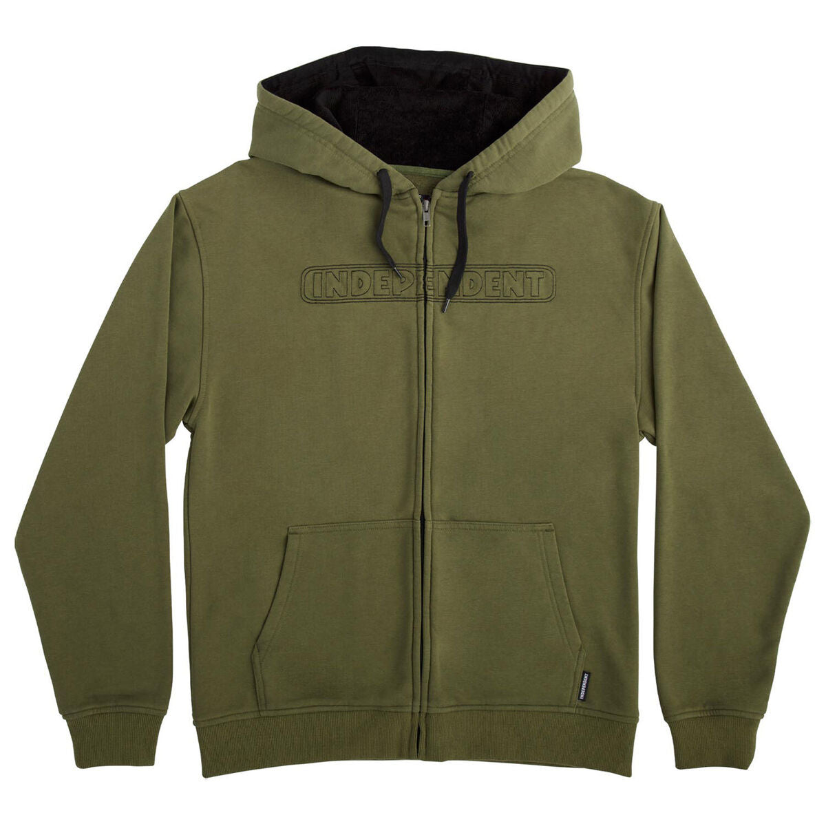 Independent Bar Stitch Zip-Up Hoodie (Olive) - Invisible Board Shop