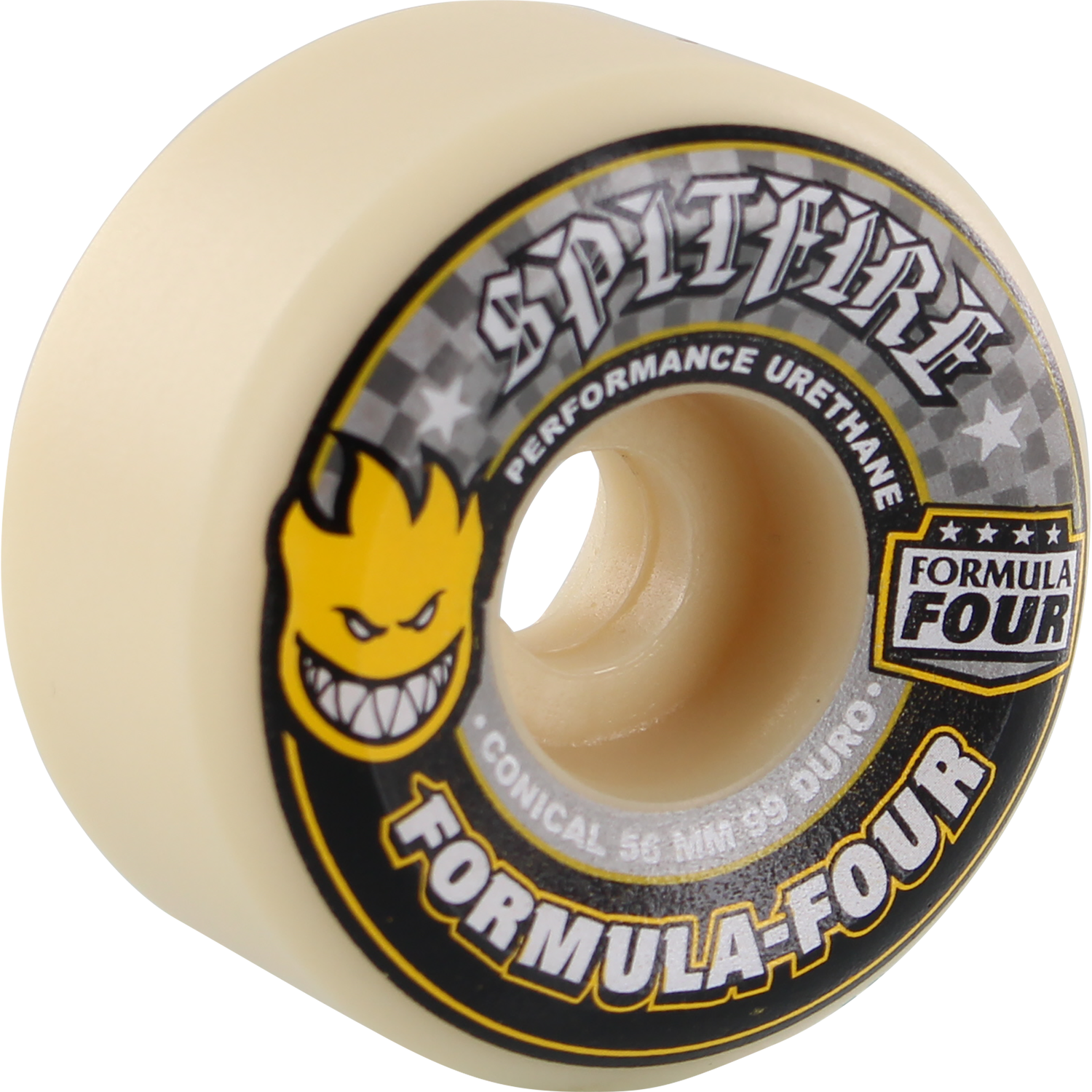 Spitfire Formula Four Conical Full Skateboard Wheels 56MM 99a Yellow/Black - Invisible Board Shop