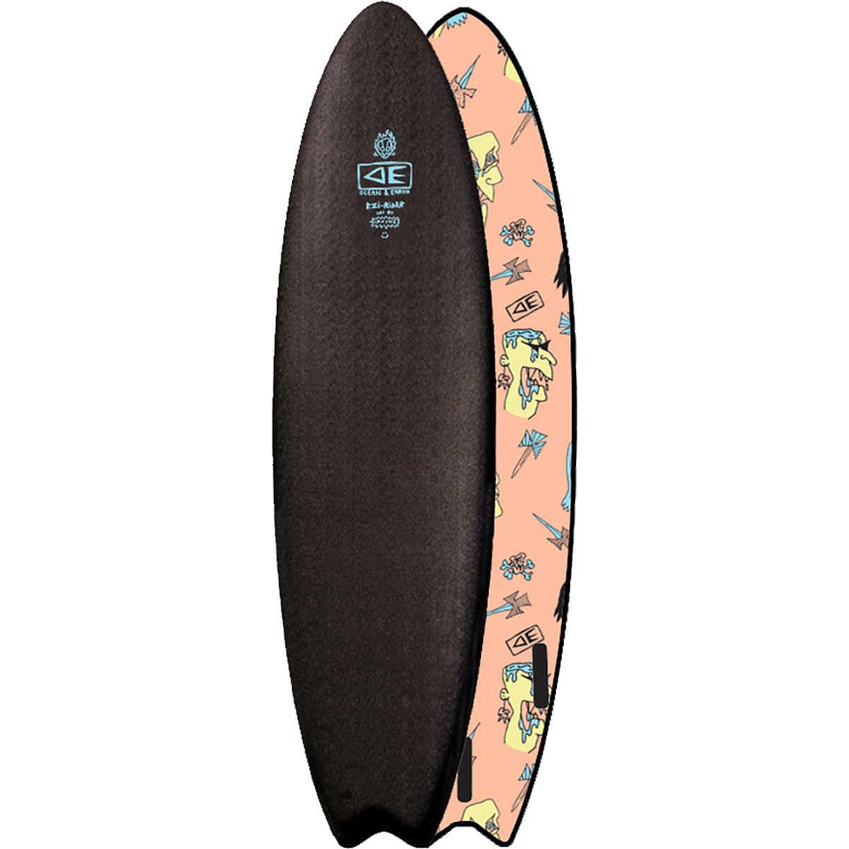 Ocean and Earth Soft Top Surfboard Ezi-Rider Brains 7'0" Black - Invisible Board Shop