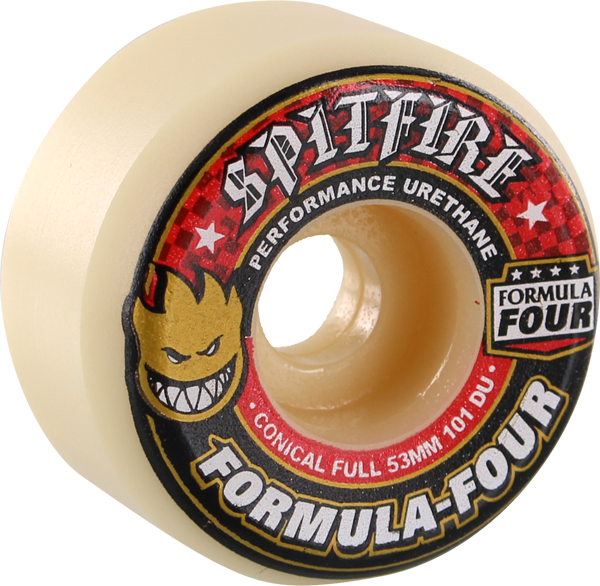 Spitfire Formula Four Conical Full Skateboard Wheels 53MM 101a Red - Invisible Board Shop