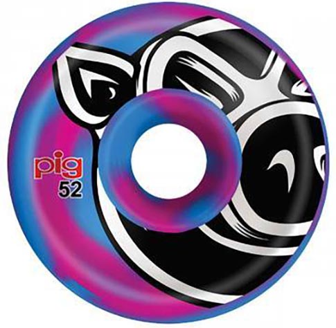 Pig Head C-Line Swirl Blue and Pink 52MM 101a Skateboard Wheels - Invisible Board Shop