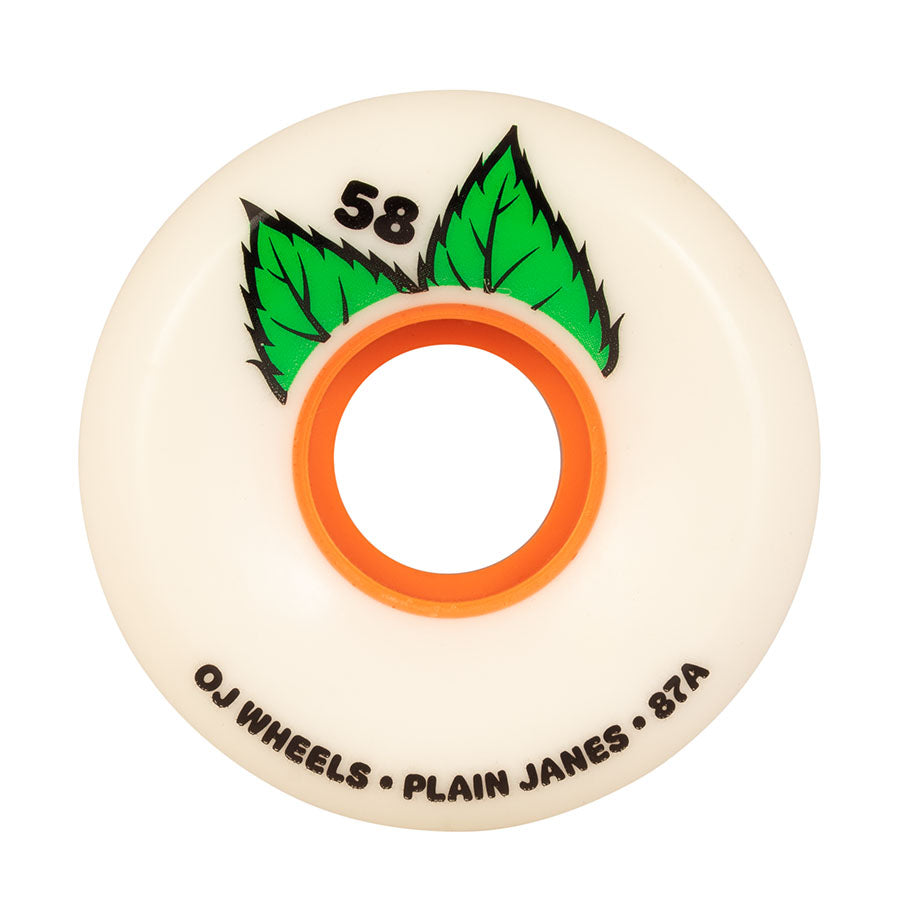 OJ Keyframe Plain Jane 58mm 87a White Green and Orange - Invisible Board Shop