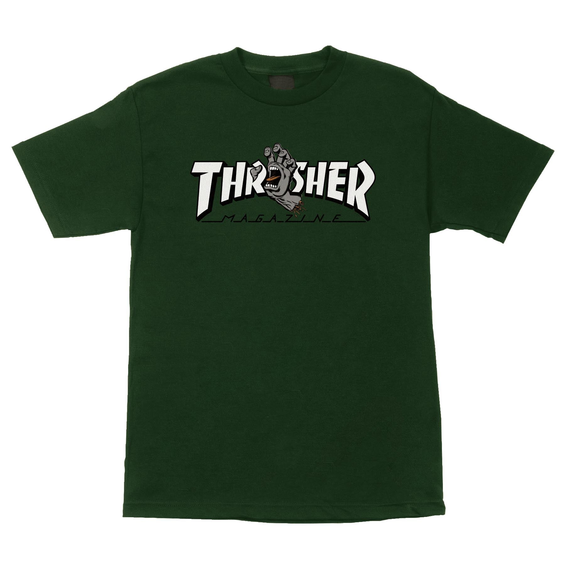 Santa Cruz x Thrasher Screaming Logo S/S Heavyweight T-Shirt Forest Mens - Invisible Board Shop