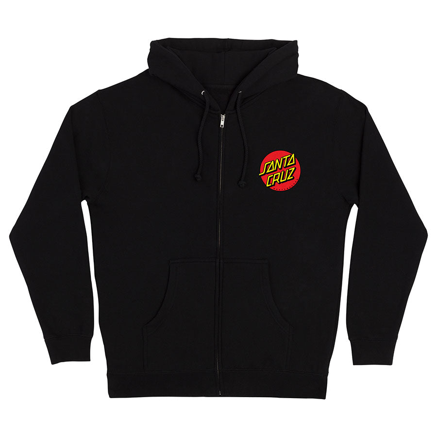 Santa Cruz Classic Dot Zip Hooded Heavyweight Sweatshirt Black - Invisible Board Shop