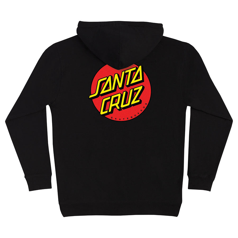 Santa Cruz Classic Dot Zip Hooded Heavyweight Sweatshirt Black - Invisible Board Shop