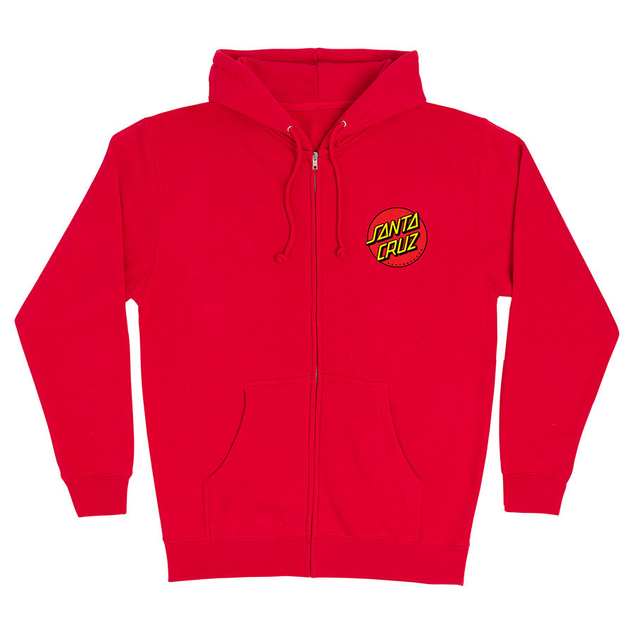 Santa Cruz Classic Dot Zip Hooded Heavyweight Sweatshirt Red - Invisible Board Shop