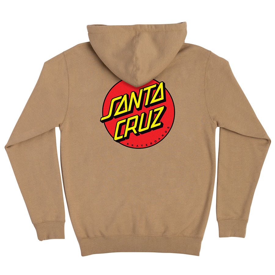 Santa Cruz Classic Dot Zip Hooded Heavyweight Sweatshirt Sandstone - Invisible Board Shop