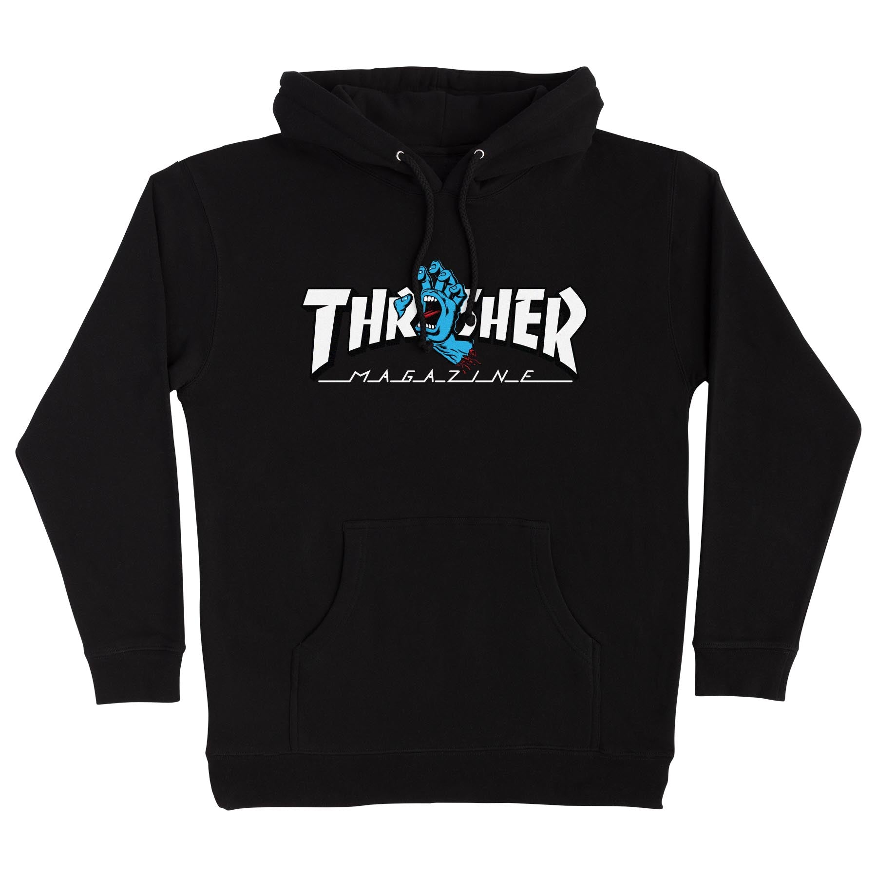 Santa Cruz x Thrasher Screaming Logo Pullover Hooded Heavyweight Sweatshirt Black Mens - Invisible Board Shop