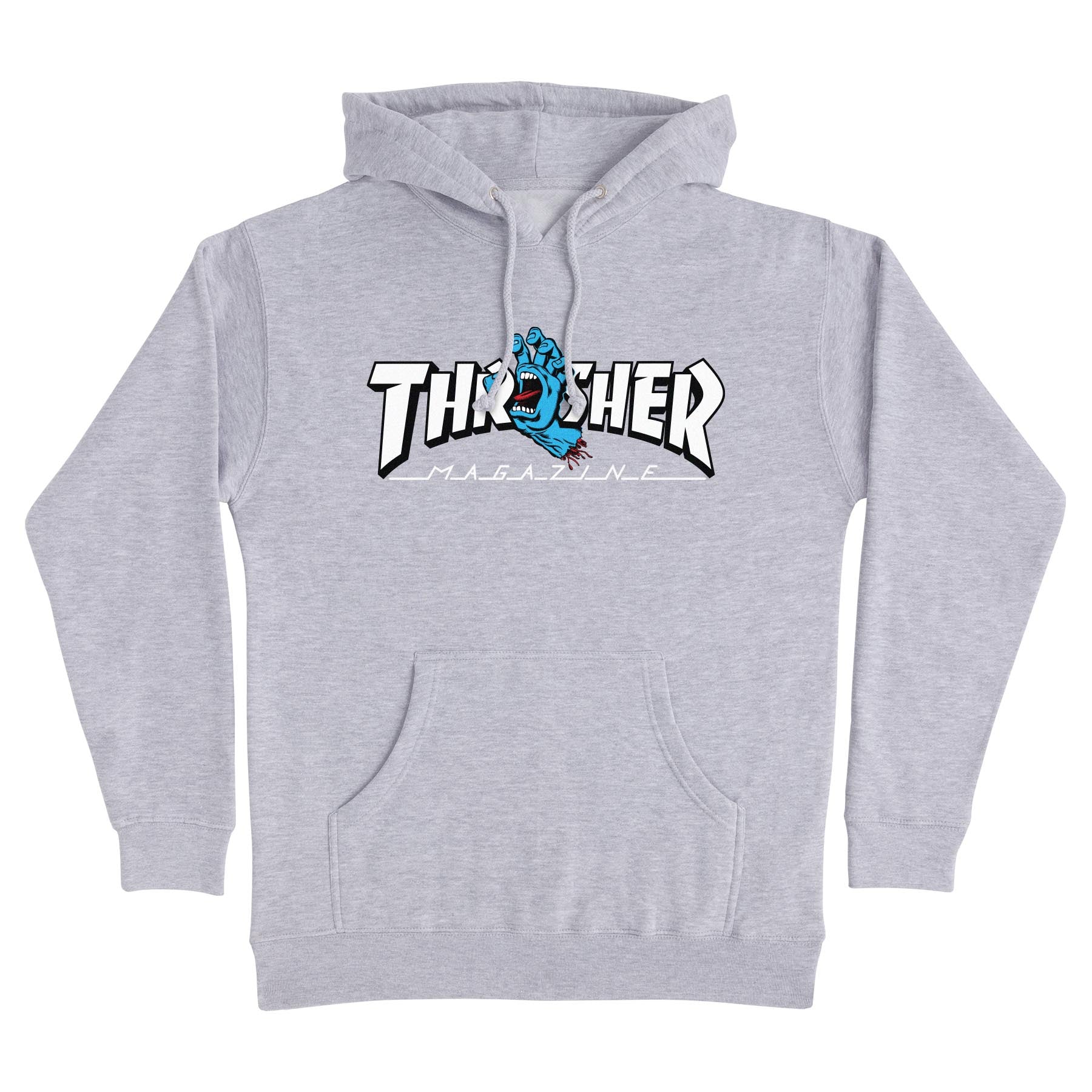 Santa Cruz Thrasher Screaming Logo Pullover Hooded Heavyweight Sweatshirt Grey Hthr Mens - Invisible Board Shop