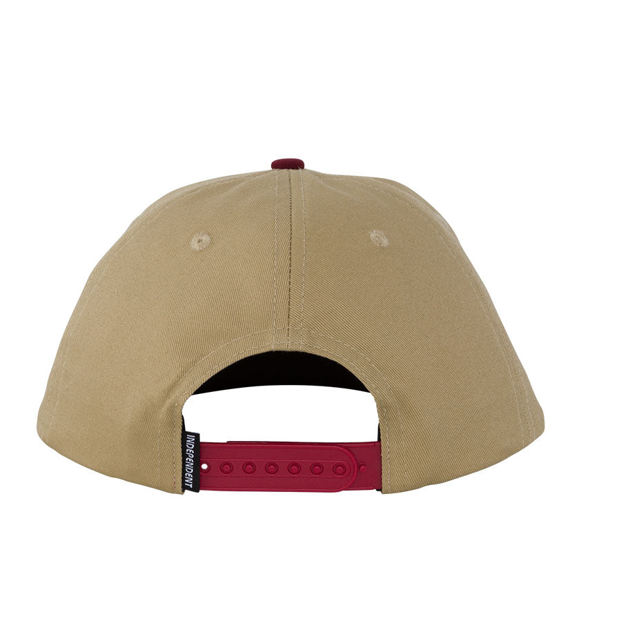 Independent B/C Groundwork Snapback Mid Profile Hat Tan/Burgundy OS Unisex - Invisible Board Shop