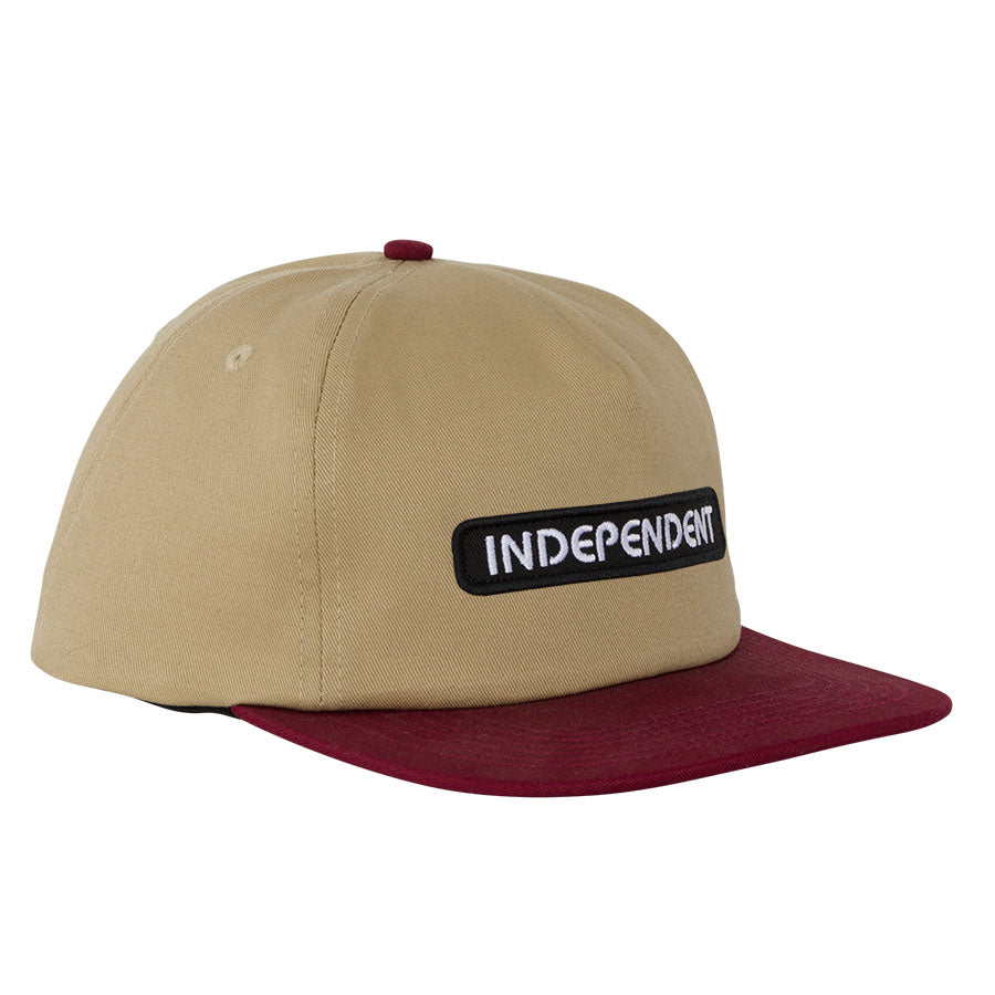 Independent B/C Groundwork Snapback Mid Profile Hat Tan/Burgundy OS Unisex - Invisible Board Shop