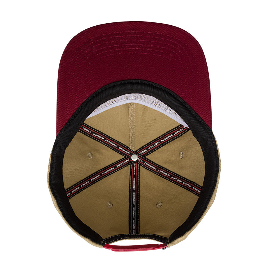 Independent B/C Groundwork Snapback Mid Profile Hat Tan/Burgundy OS Unisex - Invisible Board Shop