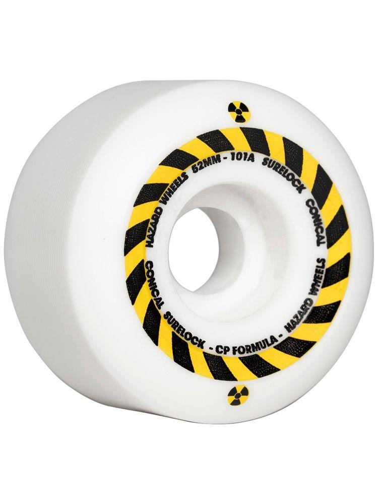 Hazard Sign CP+: Conical Surelock White Skateboard Wheels - Invisible Board Shop