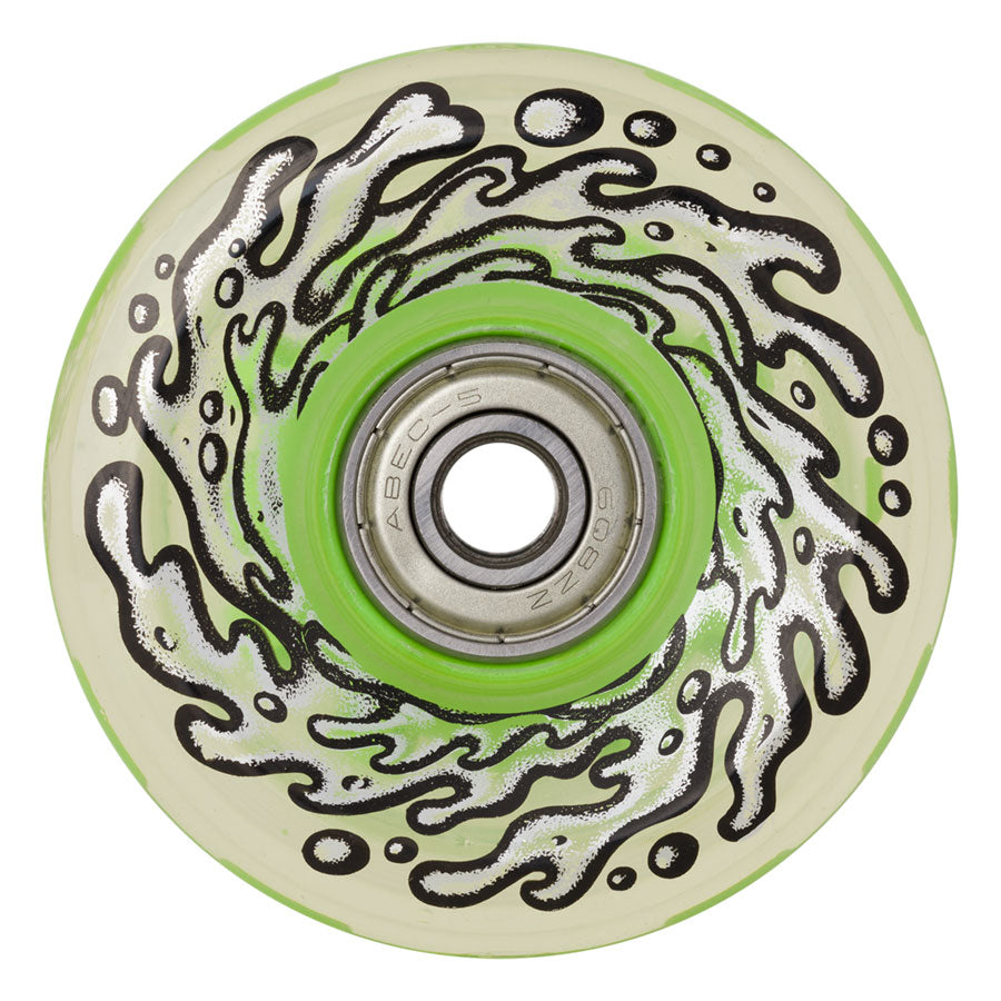 Slime Balls Skateboard Wheels Light Ups w/GREEN LED and bearings OG Slime 78a 60mm - Invisible Board Shop