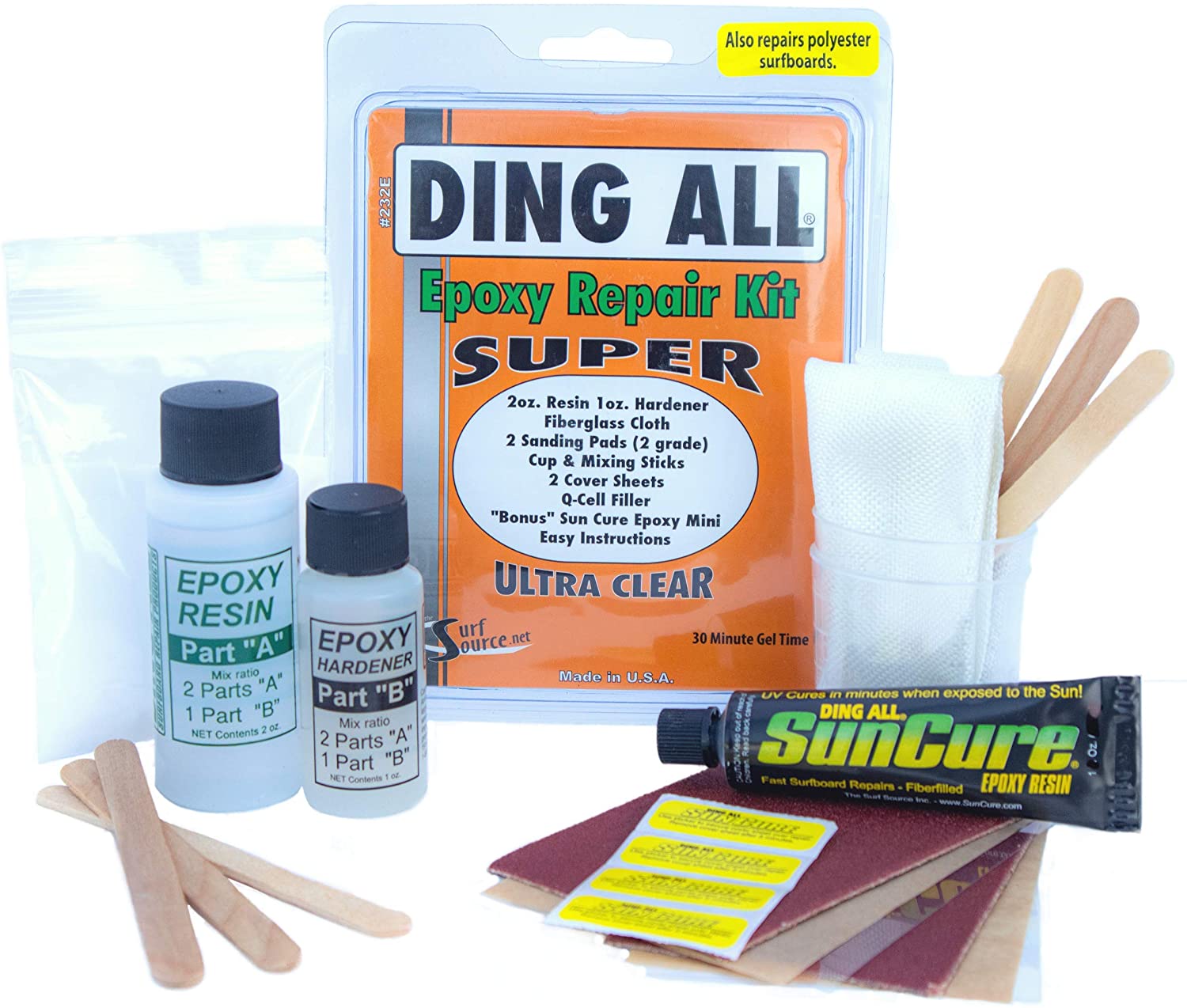Ding All 3 Oz (84ml) Super Epoxy Repair Kit for Small to Medium Size Epoxy and Polyester Surfboards Repairs - Invisible Board Shop