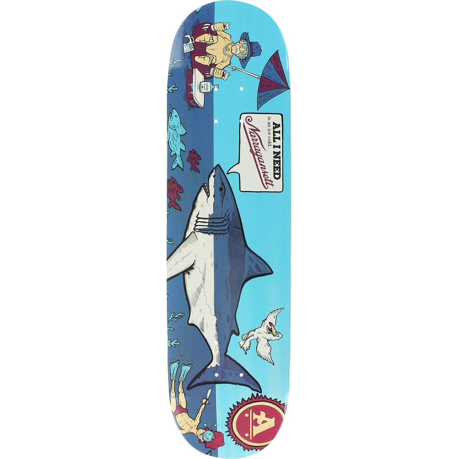 All I Need - Beer Shark Skateboard Deck - 8.3" - Invisible Board Shop