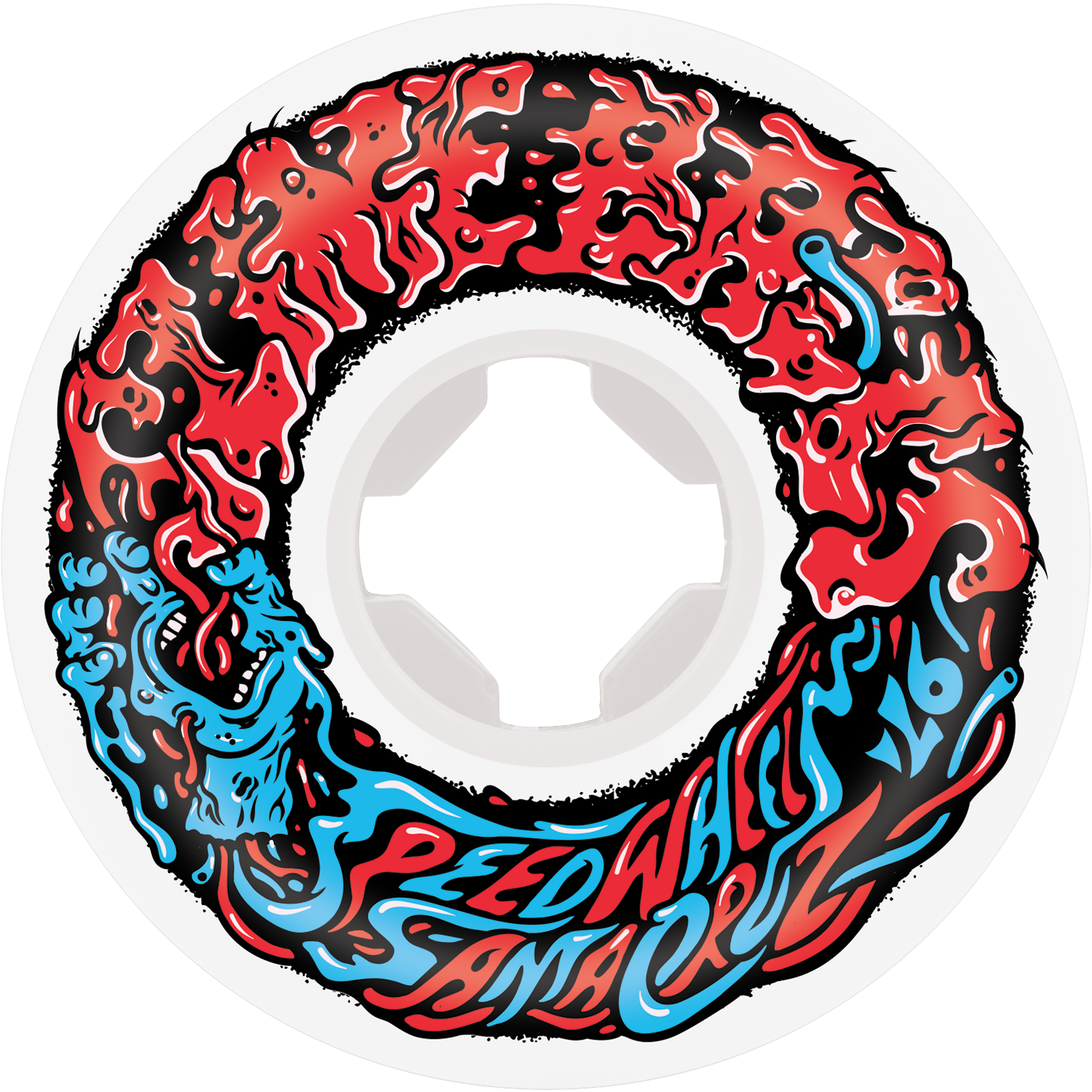 Santa Cruz Slime Balls Vomit Mini II Skateboard Wheels 53MM 97A White/Red/Blue - Invisible Board Shop