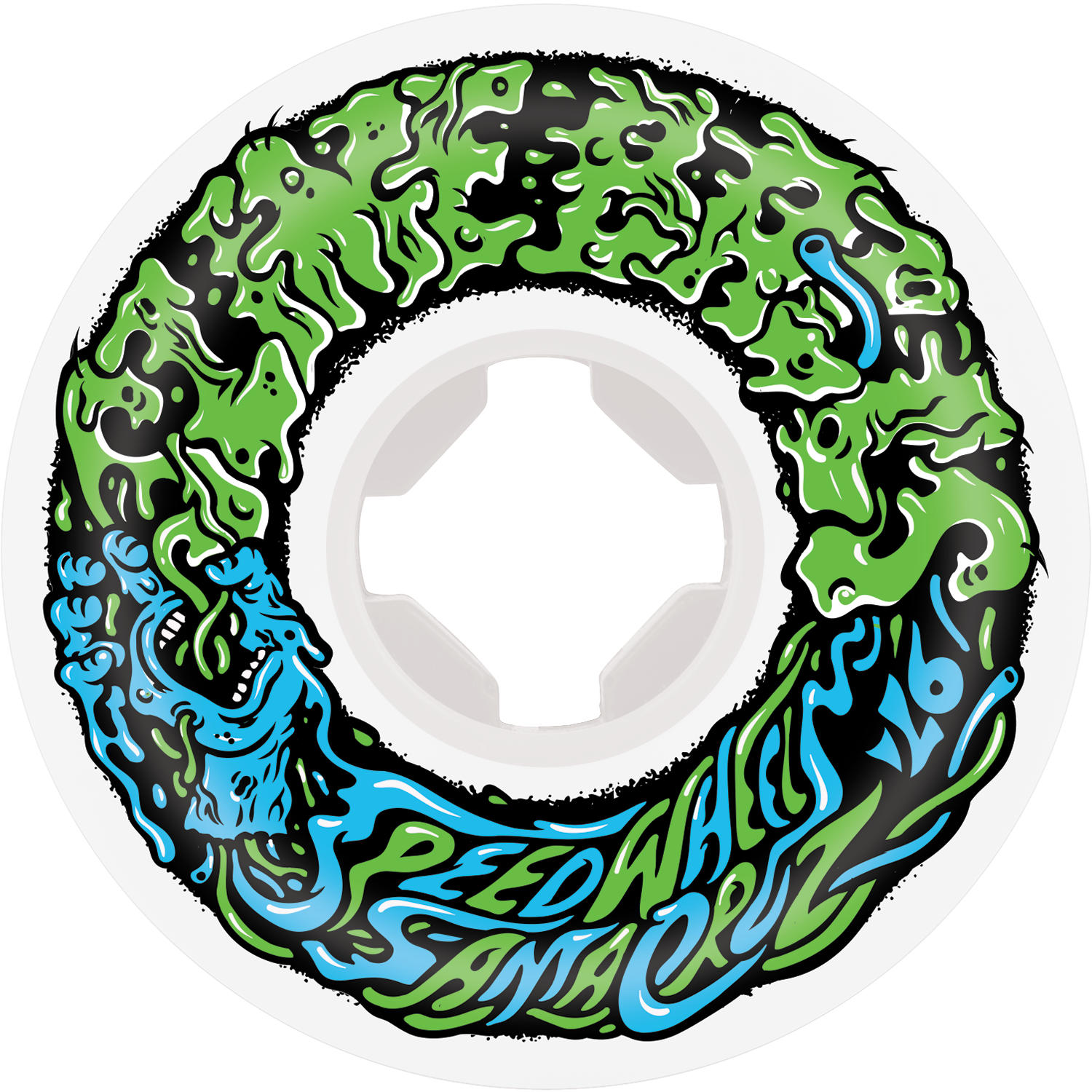 Santa Cruz Slime Balls Vomit Mini II Skateboard Wheels 54MM 97A White/Green/Blue - Invisible Board Shop