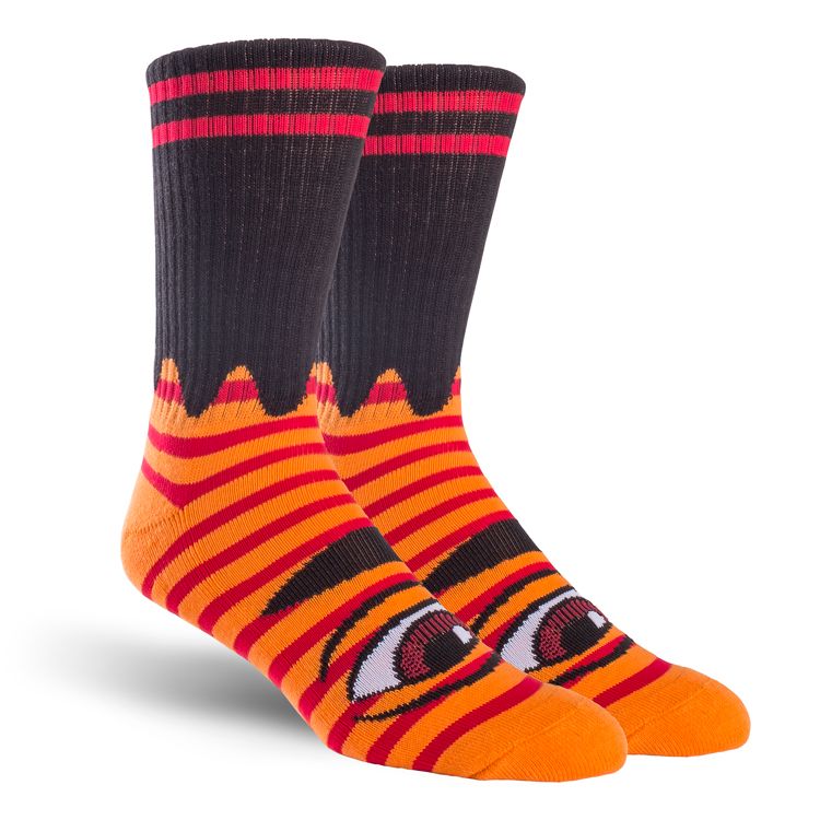 Toy Machine Sect Eye Stripe Socks Orange / Red - Invisible Board Shop