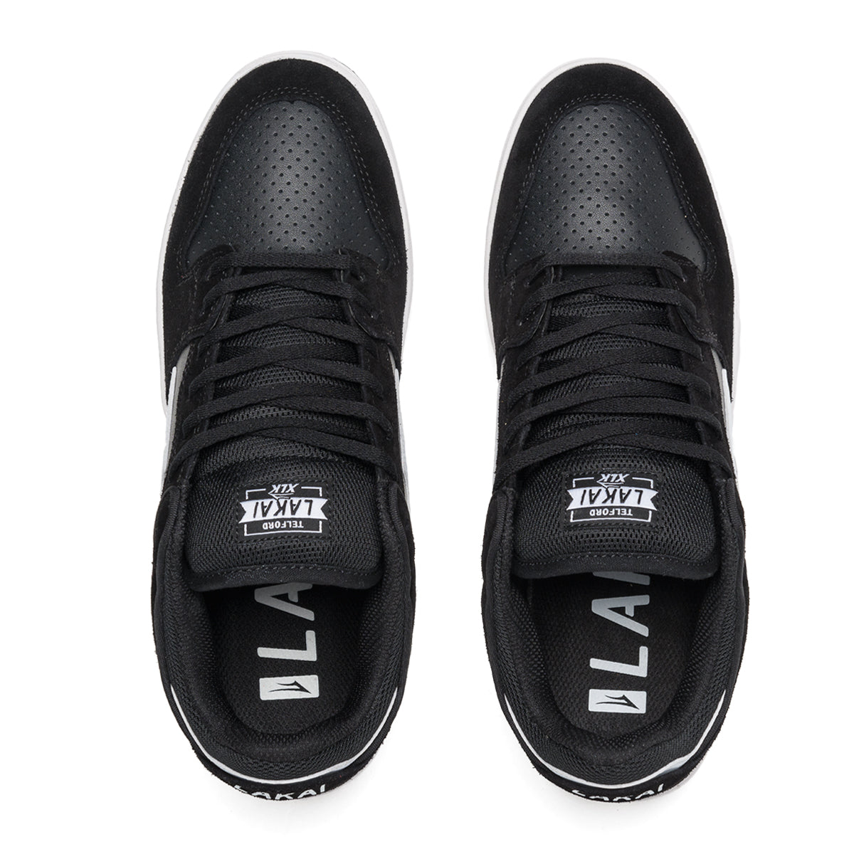 Lakai - Telford Low Black / White Suede Skateboard Shoes - Invisible Board Shop