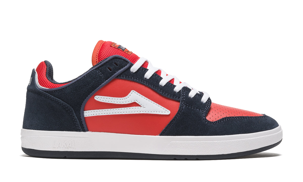 Lakai - Telford Low Navy / Flame Suede Skateboard Shoes - Invisible Board Shop
