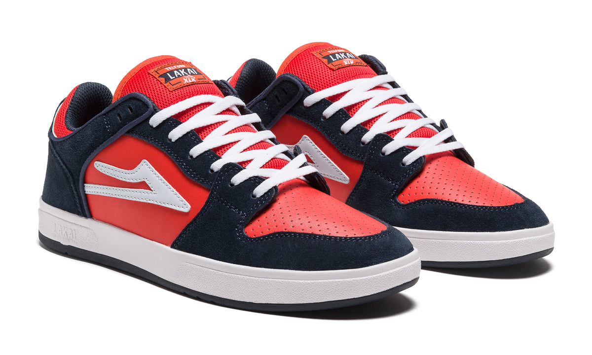 Lakai - Telford Low Navy / Flame Suede Skateboard Shoes - Invisible Board Shop