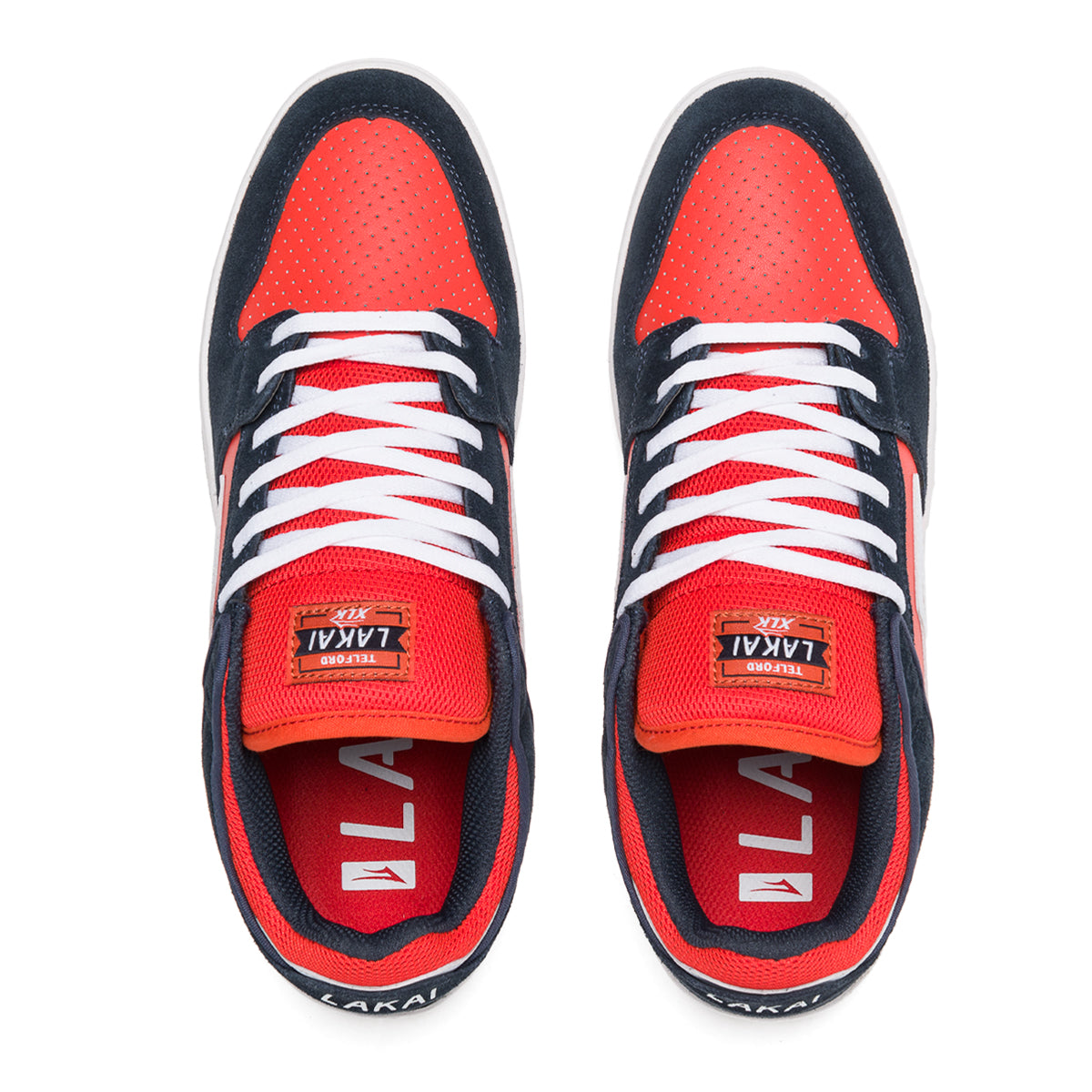 Lakai - Telford Low Navy / Flame Suede Skateboard Shoes - Invisible Board Shop