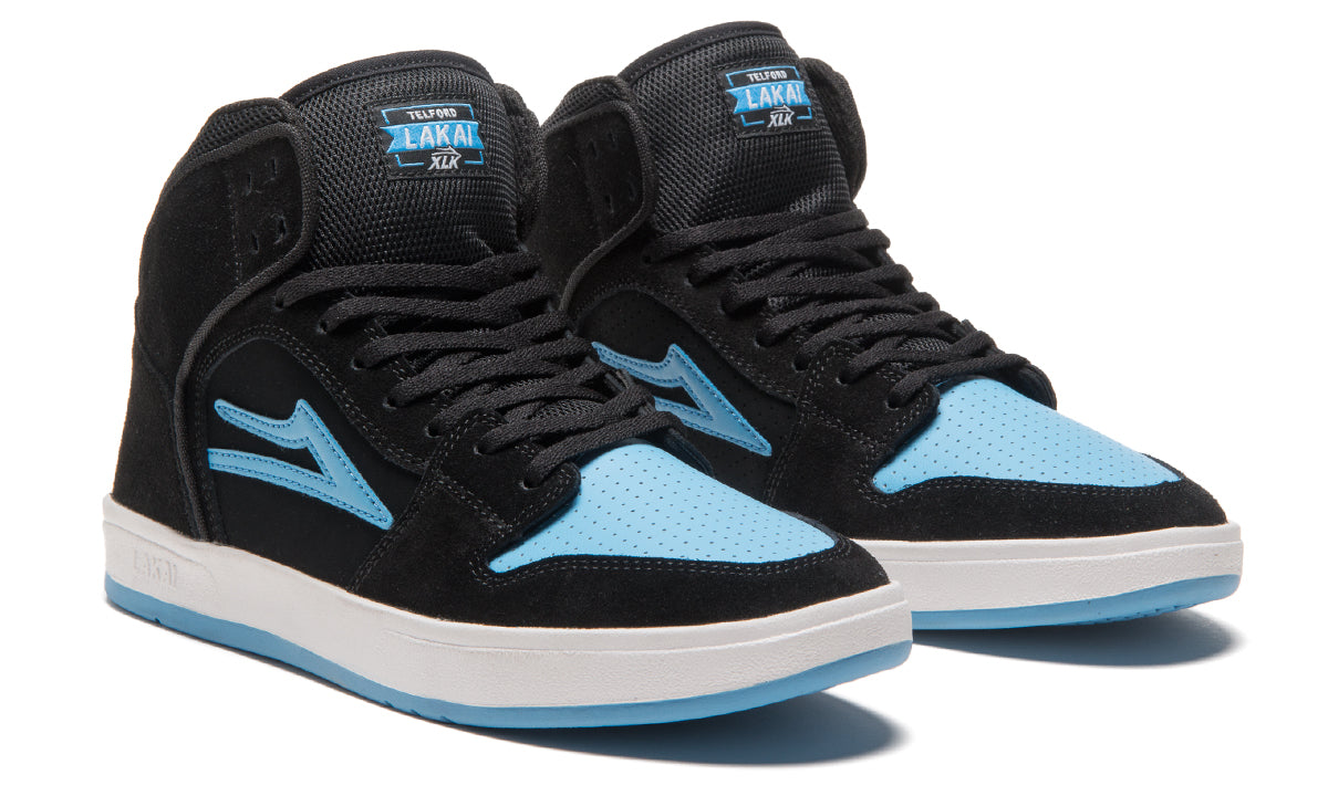 Lakai - Telford Black / Light Blue Suede Skateboard Shoes - Invisible Board Shop