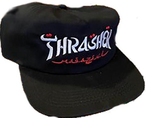 Thrasher Calligraphy Snapback Hat Black - Invisible Board Shop