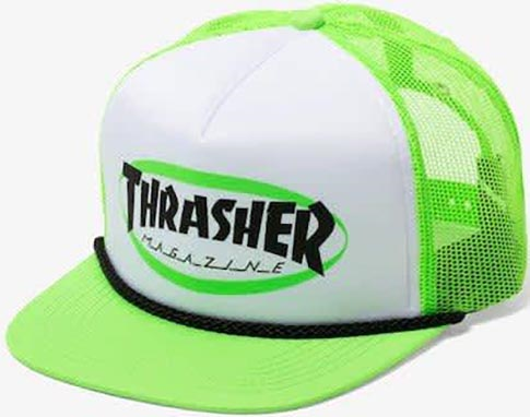 Thrasher Ellipse Mag Logo Trucker Rope Hat Green - Invisible Board Shop