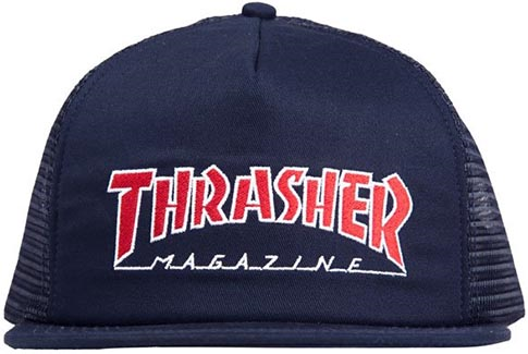 Thrasher Embroidered Outlined Mesh Hat Navy - Invisible Board Shop