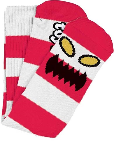 Toy Machine Monster Big Stripe Socks Red - Invisible Board Shop