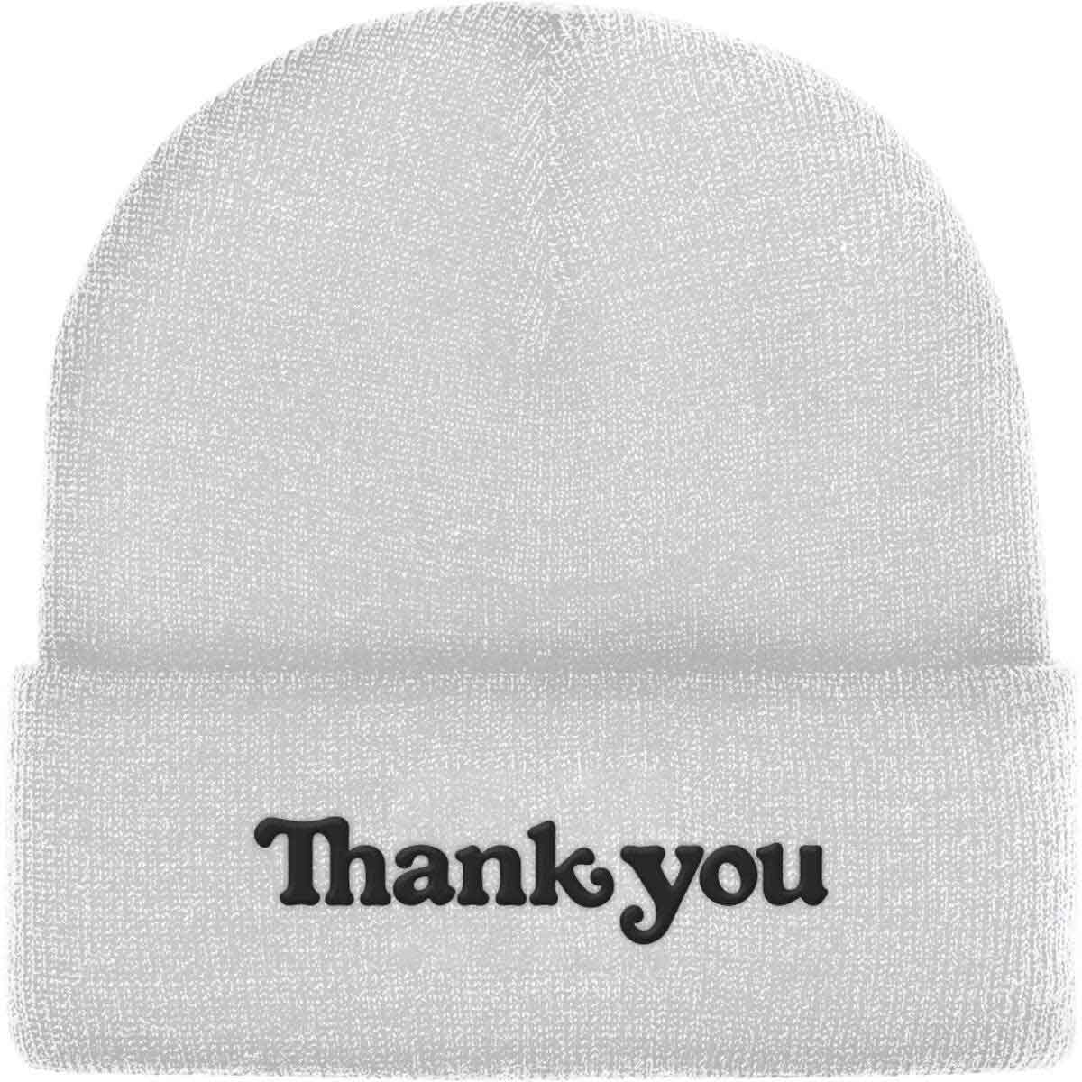 Thank You Center Beanie - White - Invisible Board Shop