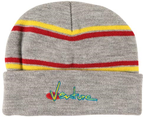 Venture 90's Cuff Beanie Grey/Yellow/Red - Invisible Board Shop