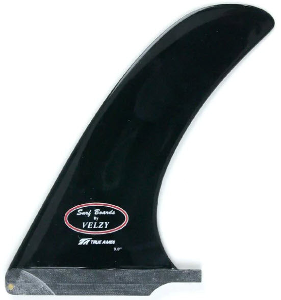 True Ames Single Fin - Velzy Noserider Longboard Fin - 9.0" Black - Invisible Board Shop