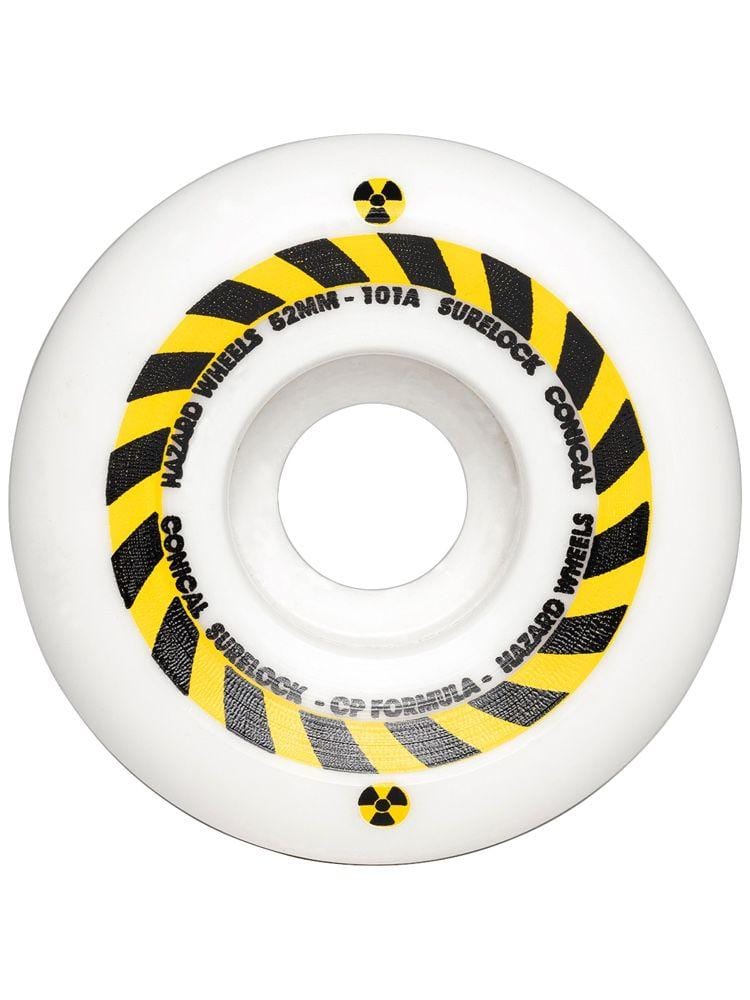 Hazard Sign CP+: Conical Surelock White Skateboard Wheels - Invisible Board Shop