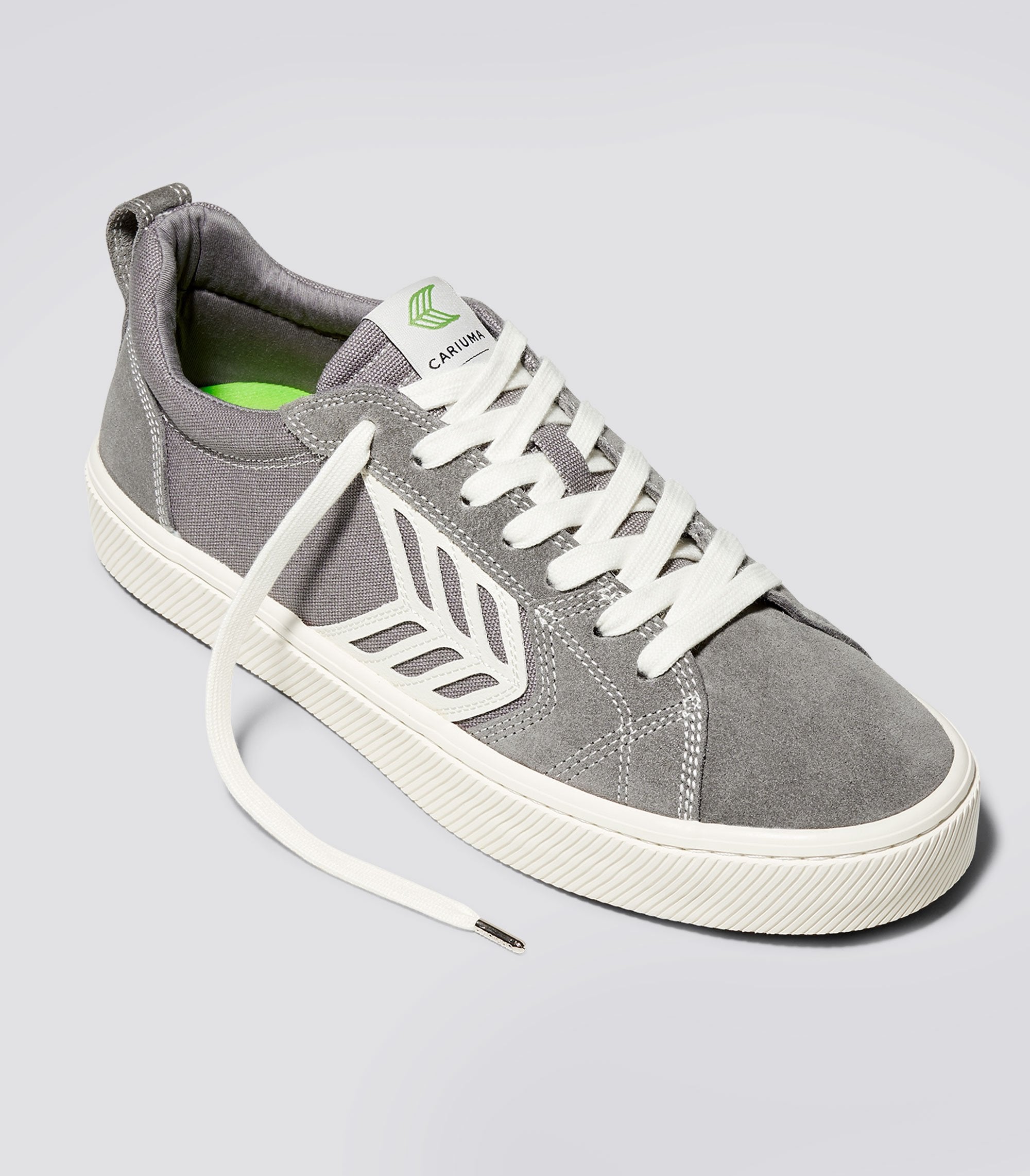 Cariuma Catiba Pro Skate Shoe Gray Suede Ivory Logo Sneaker - Men - Invisible Board Shop