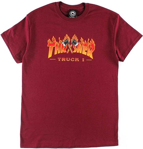 Thrasher Skate Mag Truck 1 Logo Maroon T-Shirt - Invisible Board Shop