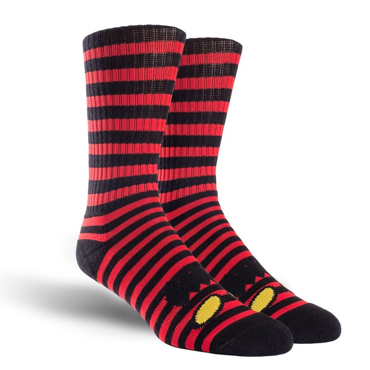 Toy Machine Monster Face Mini Stripes Socks Red / Black - Invisible Board Shop