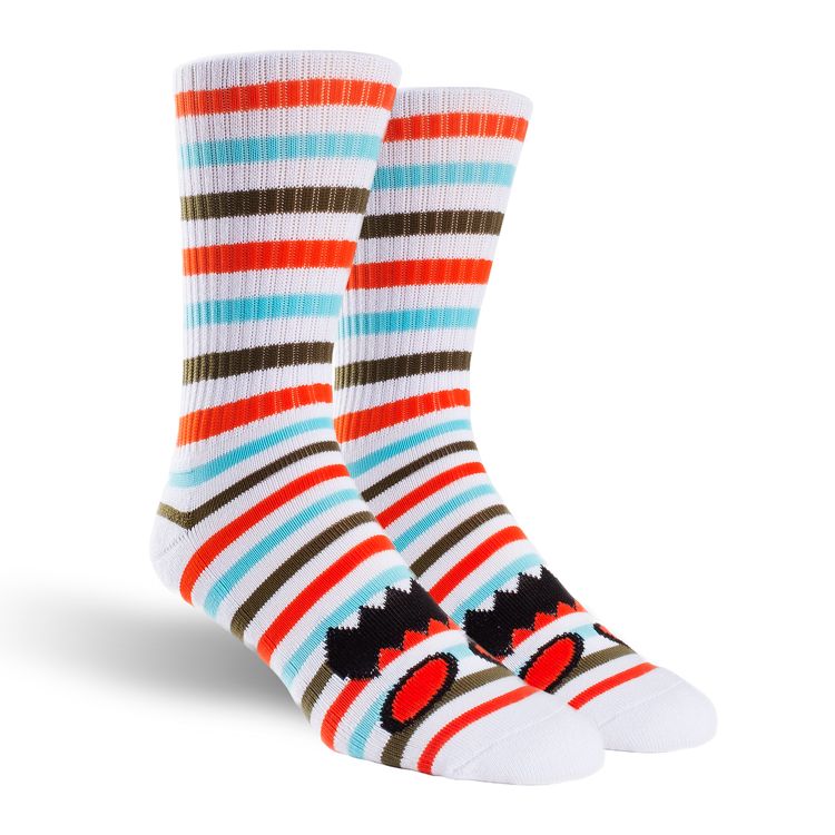 Toy Machine Monster Face Mini Stripes Socks Coral - Invisible Board Shop