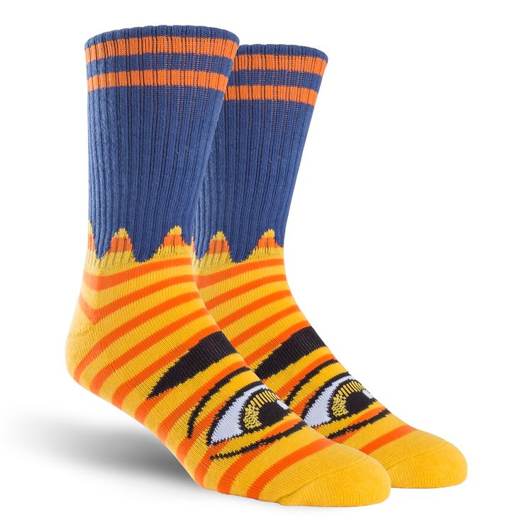 Toy Machine Sect Eye Stripe Socks Yellow / Navy - Invisible Board Shop
