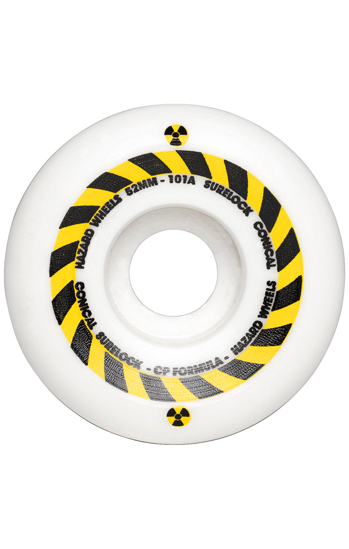 Hazard Sign CP: Conical Surelock White Skateboard Wheels - Invisible Board Shop