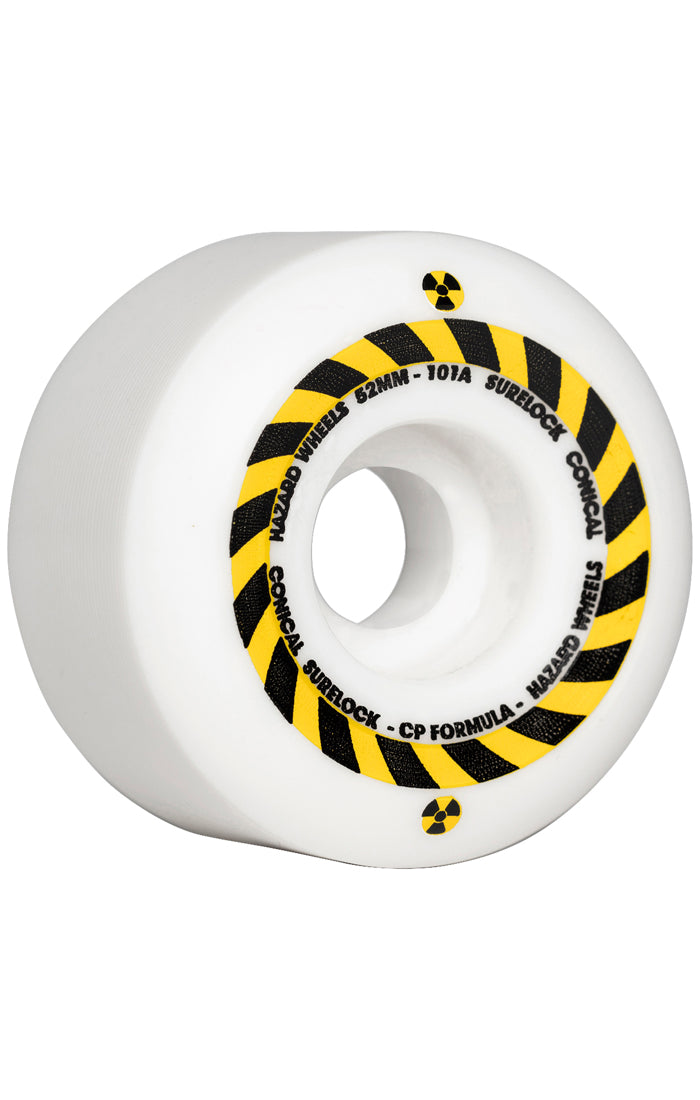 Hazard Sign CP: Conical Surelock White Skateboard Wheels - Invisible Board Shop