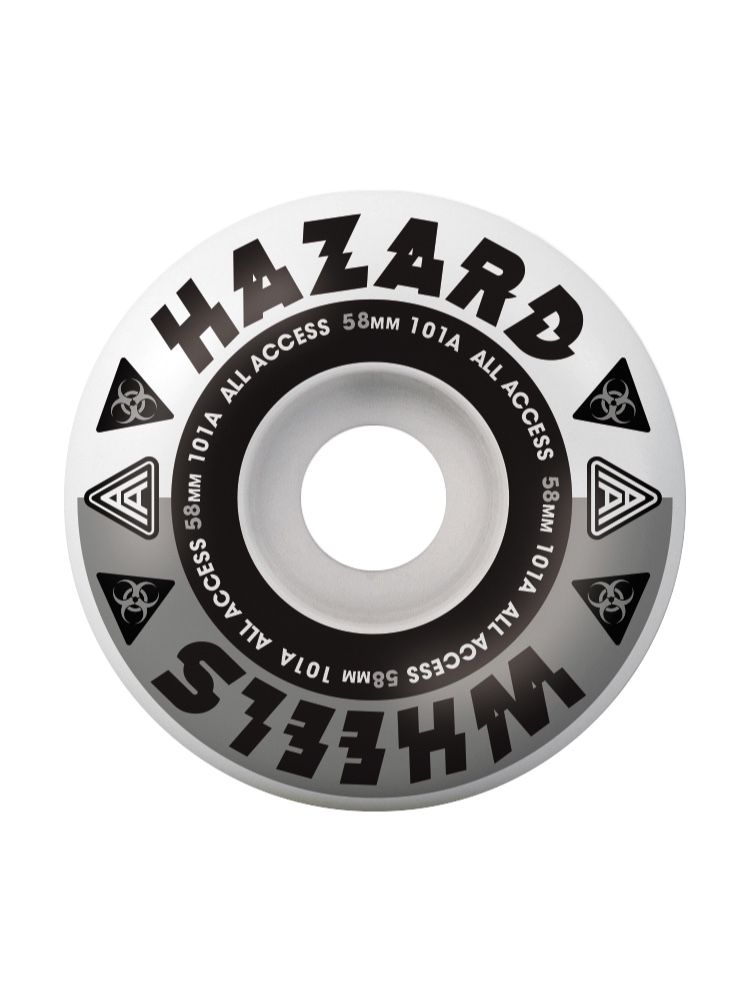 Hazard Melt Down - Radial Skateboard Wheels - White and Silver - Invisible Board Shop