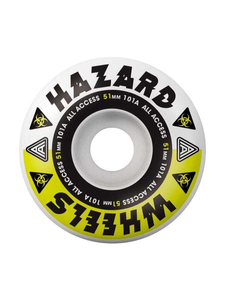 Hazard Melt Down - Radial Skateboard Wheels - White and Yellow - Invisible Board Shop